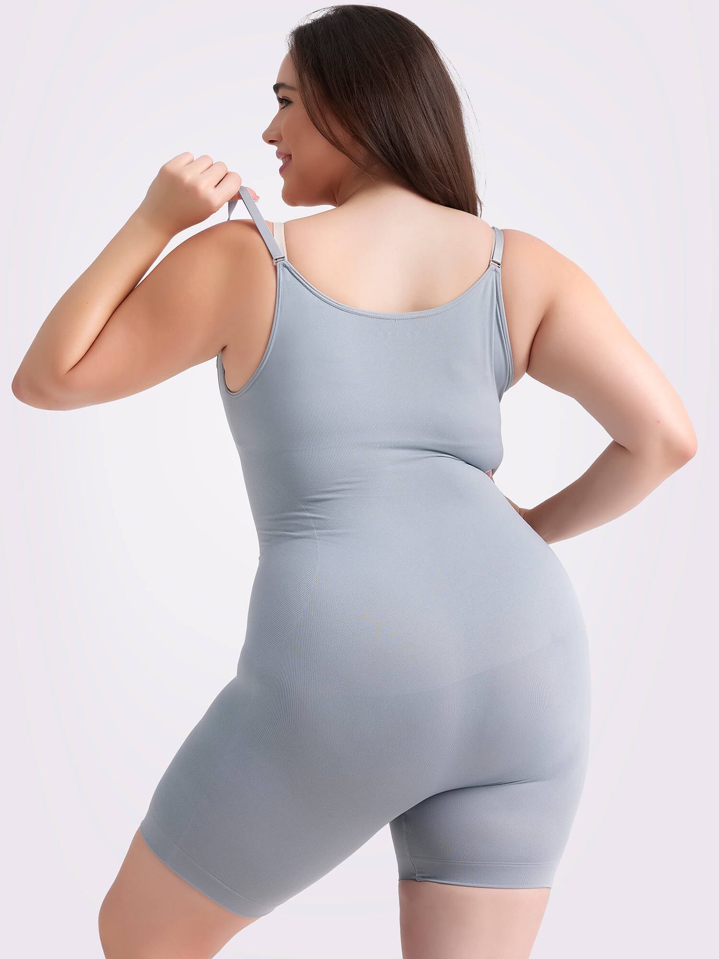 MANIFIQUE Plus Size Open-Bust Shapewear Tummy Control Mid-Thigh Bodysuit, High-Waist Thigh Slimmer, Shapewear for Women