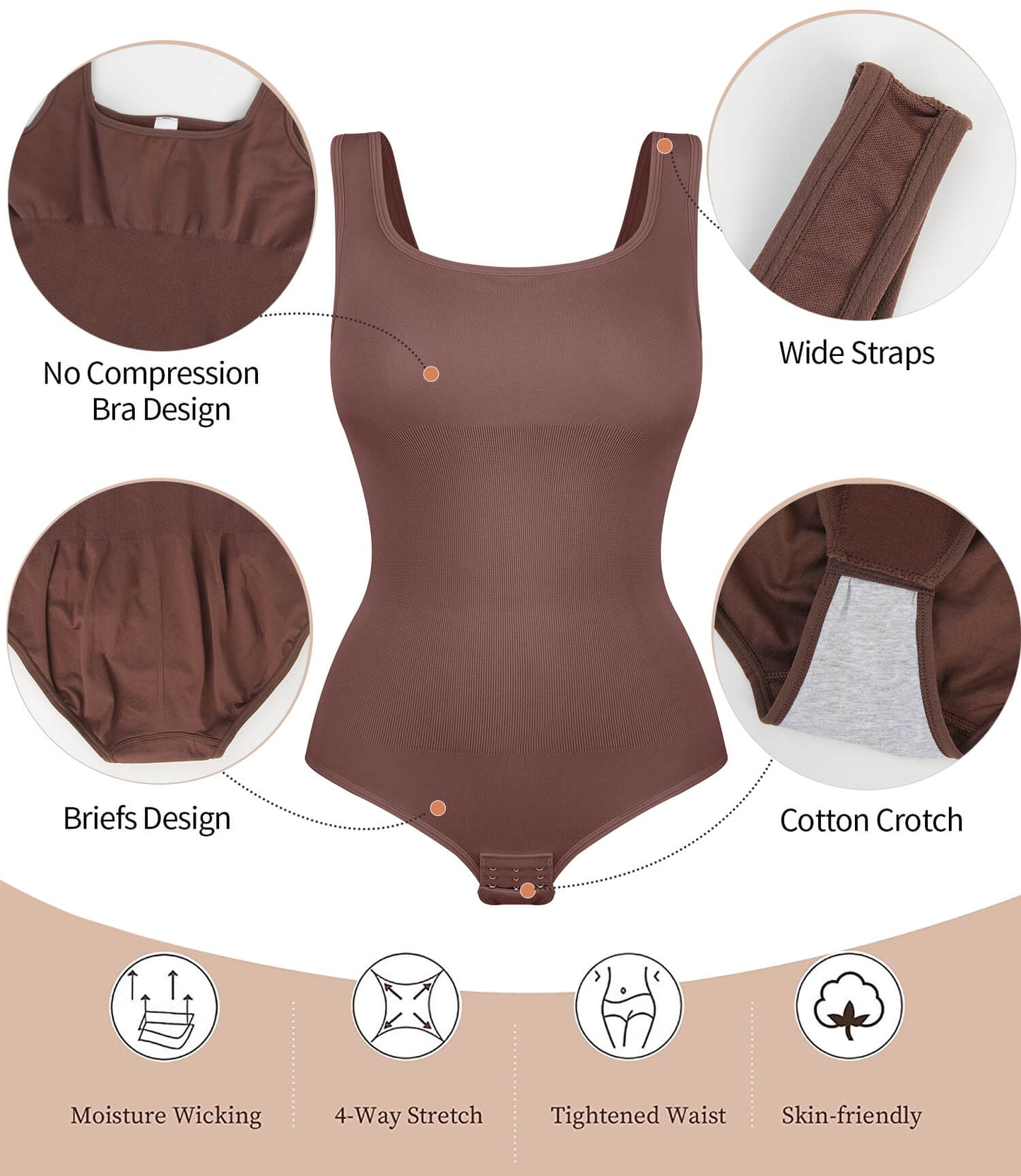 MANIFIQUE Plus Size Women's Seamless Shapewear Bodysuit Tummy Control Body Shaper Waist Snatching Body Suit