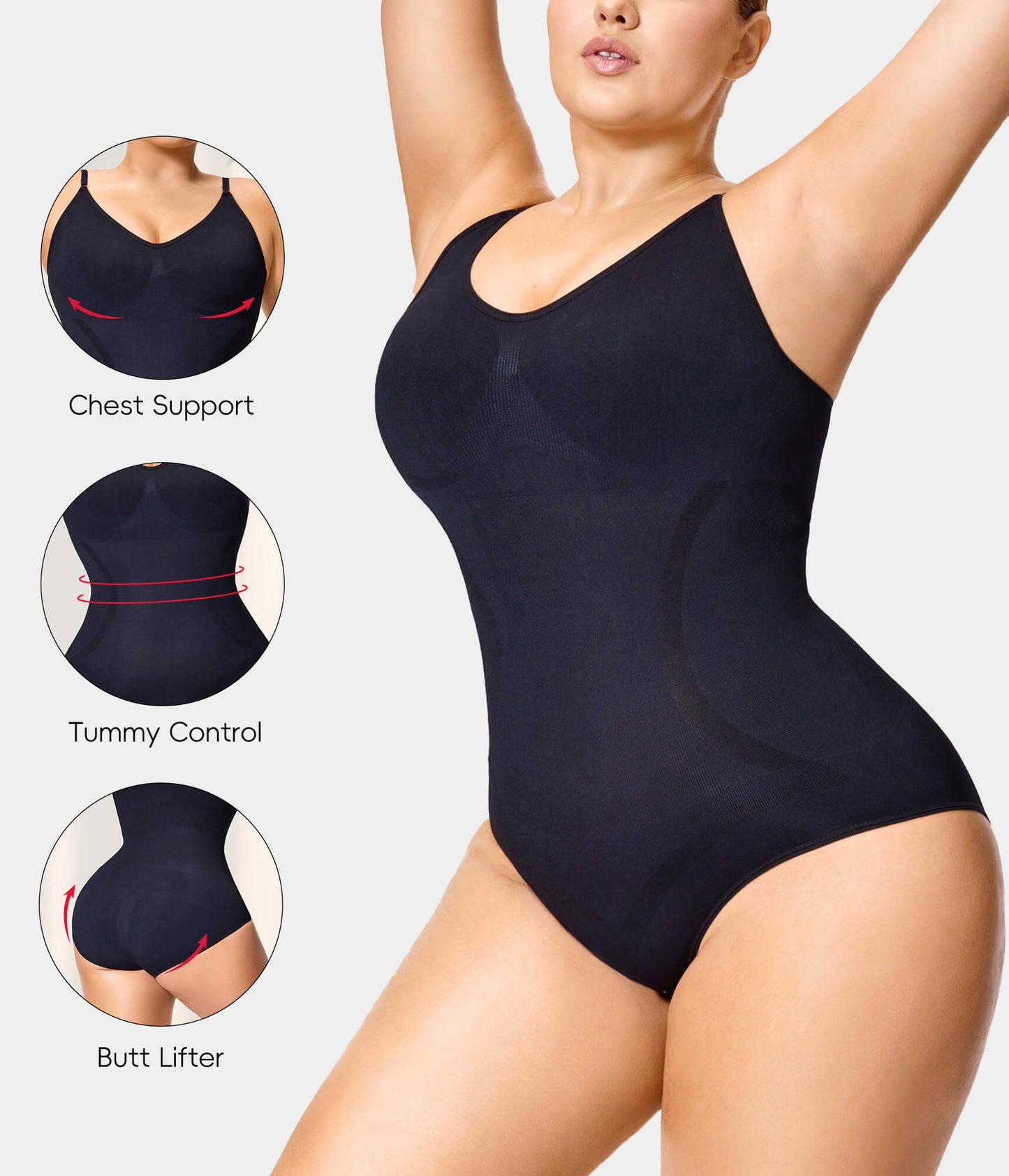 MANIFIQUE Plus Size Bodysuits for Women - Body Shaper Tummy Control Bodysuit, Shapewear Bodysuits for Women