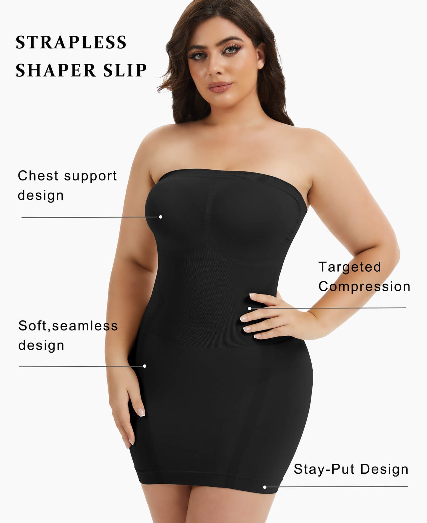 MANIFIQUE Plus Size Strapless Shapewear for Women Full Slip shapewear dress Tummy Control slip for women under dress