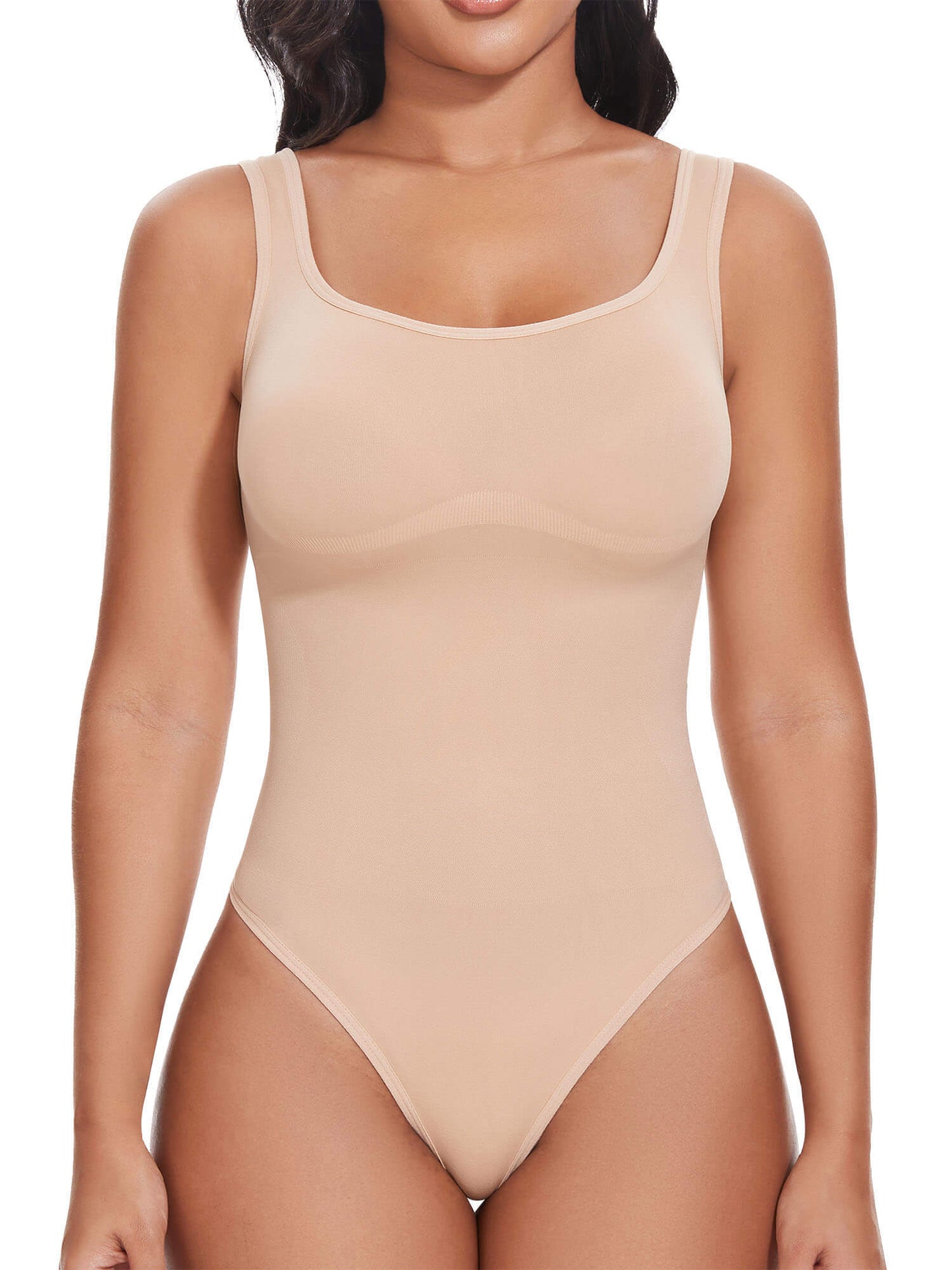ANYFIT WEAR Backless Square Neck Bodysuit Shapewear for Women Full Body Shaper Tummy Control Butt Lifting Seamless Slimming Tank Top