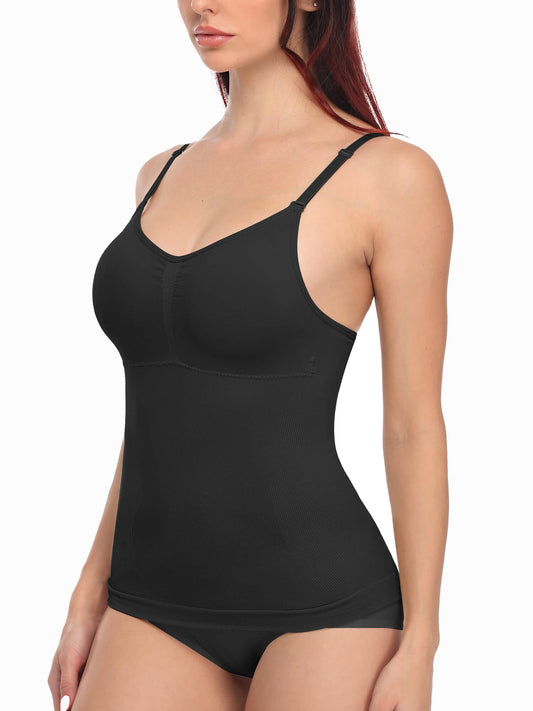 MANIFIQUE Scoop Neck Compression Cami - Tummy and Waist Control Body Shapewear Camisole with Built-in Padded Bras