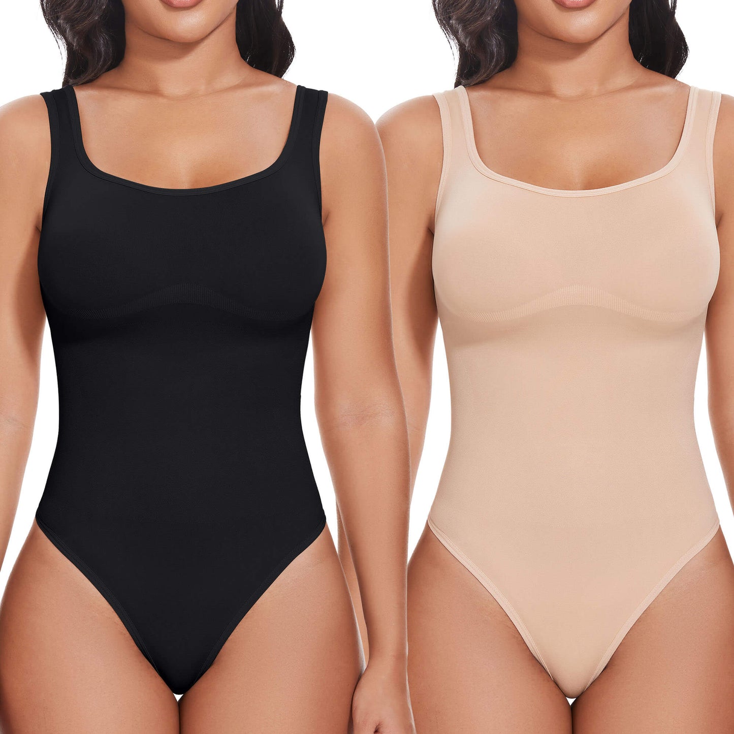 ANYFIT WEAR Backless Square Neck Bodysuit Shapewear for Women Full Body Shaper Tummy Control Butt Lifting Seamless Slimming Tank Top