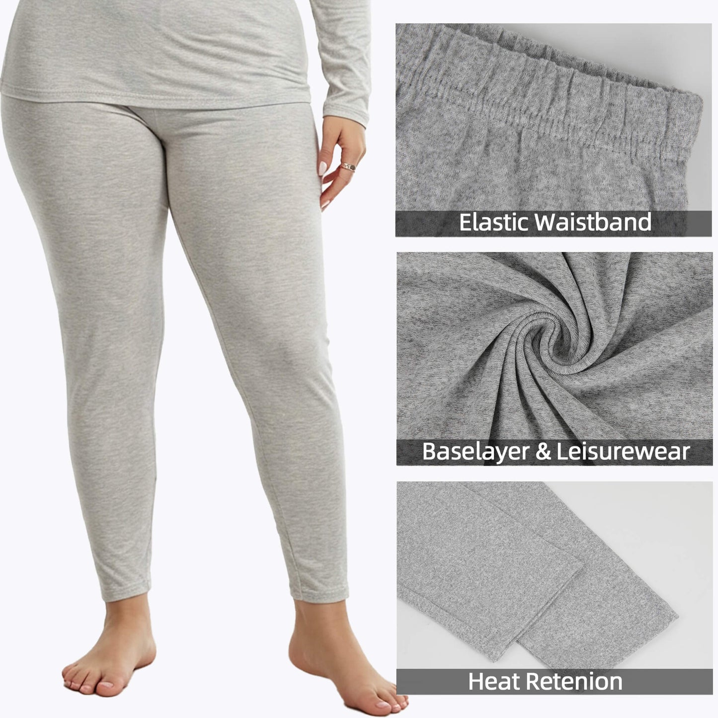 MANIFIQUE Plus Size Thermal Underwear for Women Long Johns Base Layer Top and Bottom Sets XL-5XL