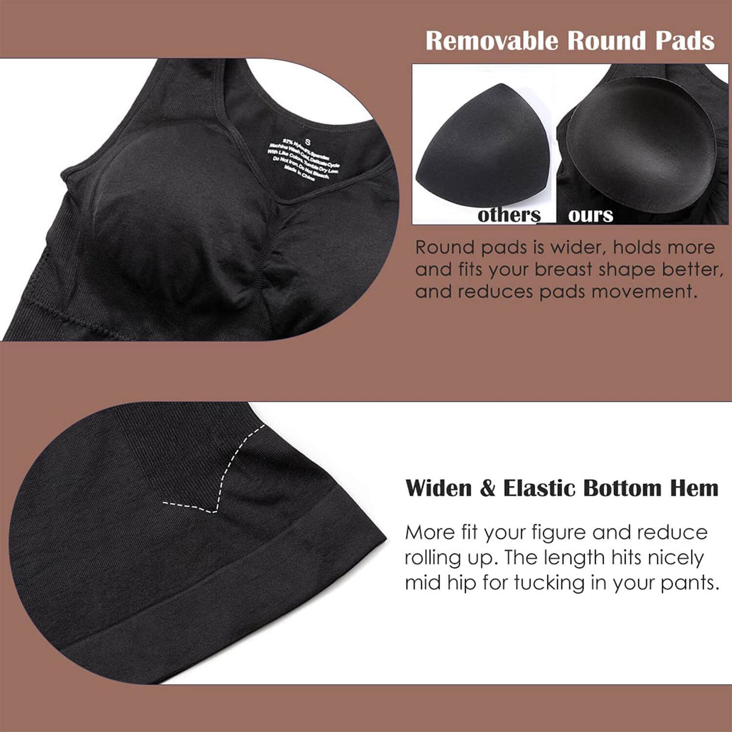 QRIC 3-Pack Women Firm Control Shapewear Tank Top Layering Slimming Body Shaper Vest Camisole