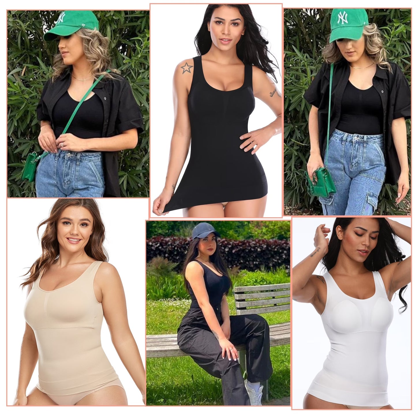 COMFREE Shapewear Camisoles with Built in Bra Tummy Control Compression Tank Tops for Women Body Shaper Padded Tanks
