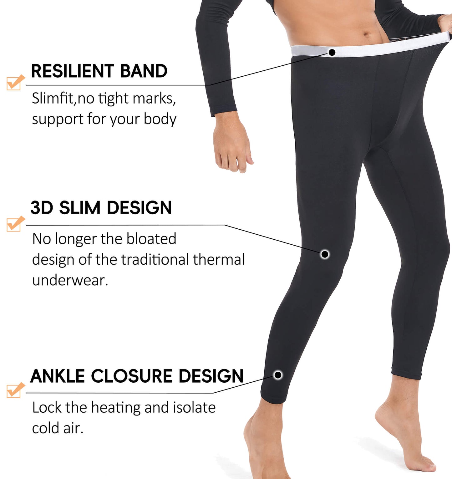 MANIFIQUE Thermal Underwear for Men Set Crewneck Long Johns Top & Bottom Set