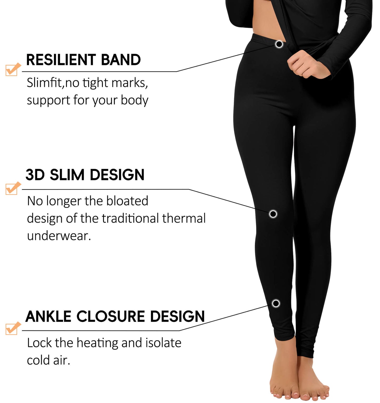 MANIFIQUE Thermal Underwear Set for Women Ultra Thin Long Johns Scoop Neck Base Layer Top & Bottom Set