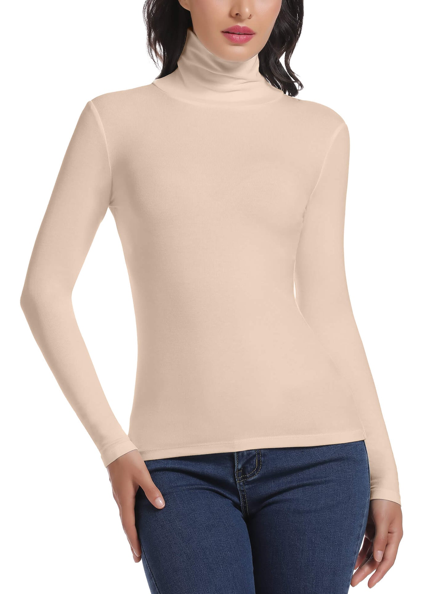 MANIFIQUE Women's Turtleneck Long Sleeve Shirts Fall Fashion Basic Thermal Underwear Tops Winter Clothes 2025