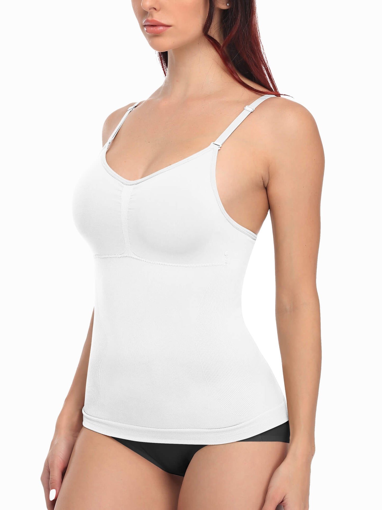 MANIFIQUE Scoop Neck Compression Cami - Tummy and Waist Control Body Shapewear Camisole with Built-in Padded Bras