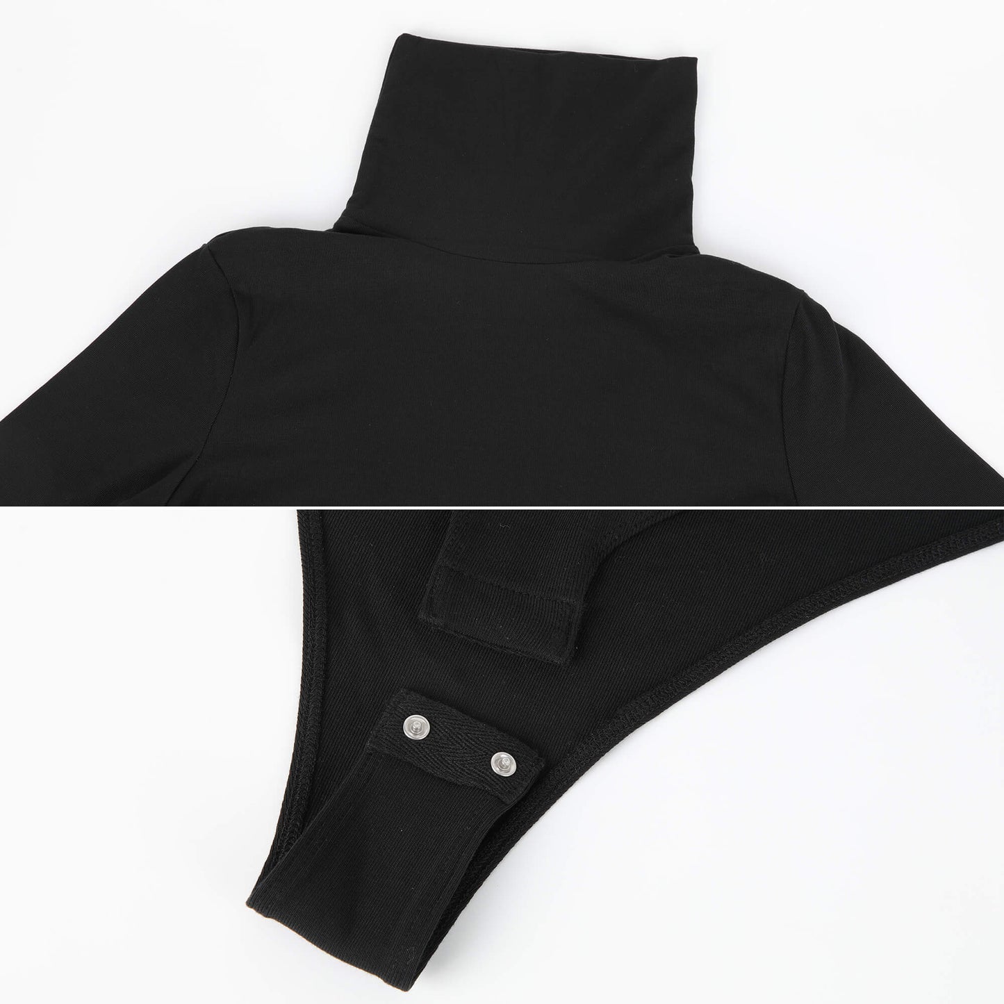 MANIFIQUE Women's Turtle Mock Neck Long Sleeve Slim Fit Tops Bodysuits Jumpsuit