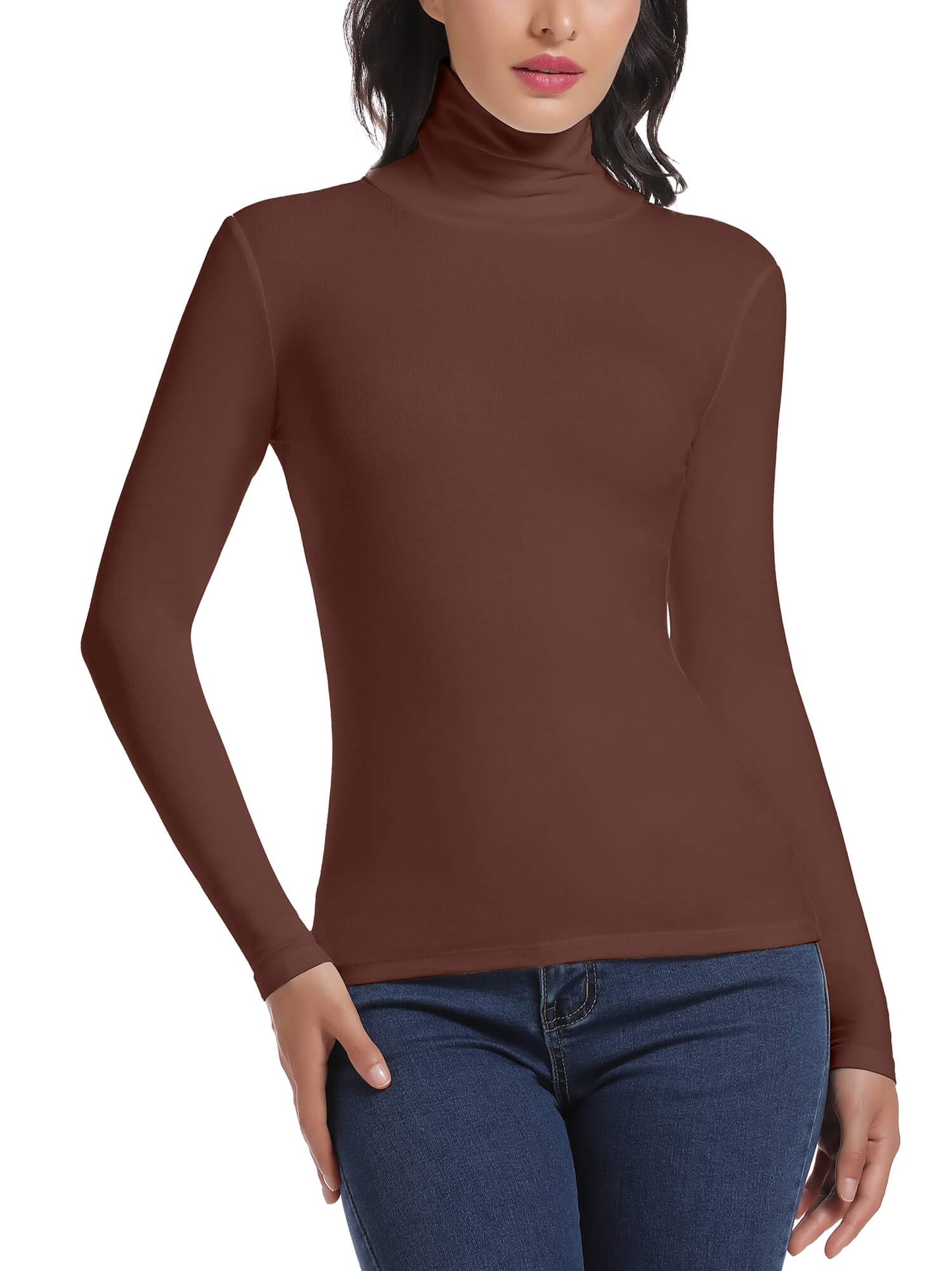 MANIFIQUE Women's Turtleneck Long Sleeve Shirts Fall Fashion Basic Thermal Underwear Tops Winter Clothes 2025