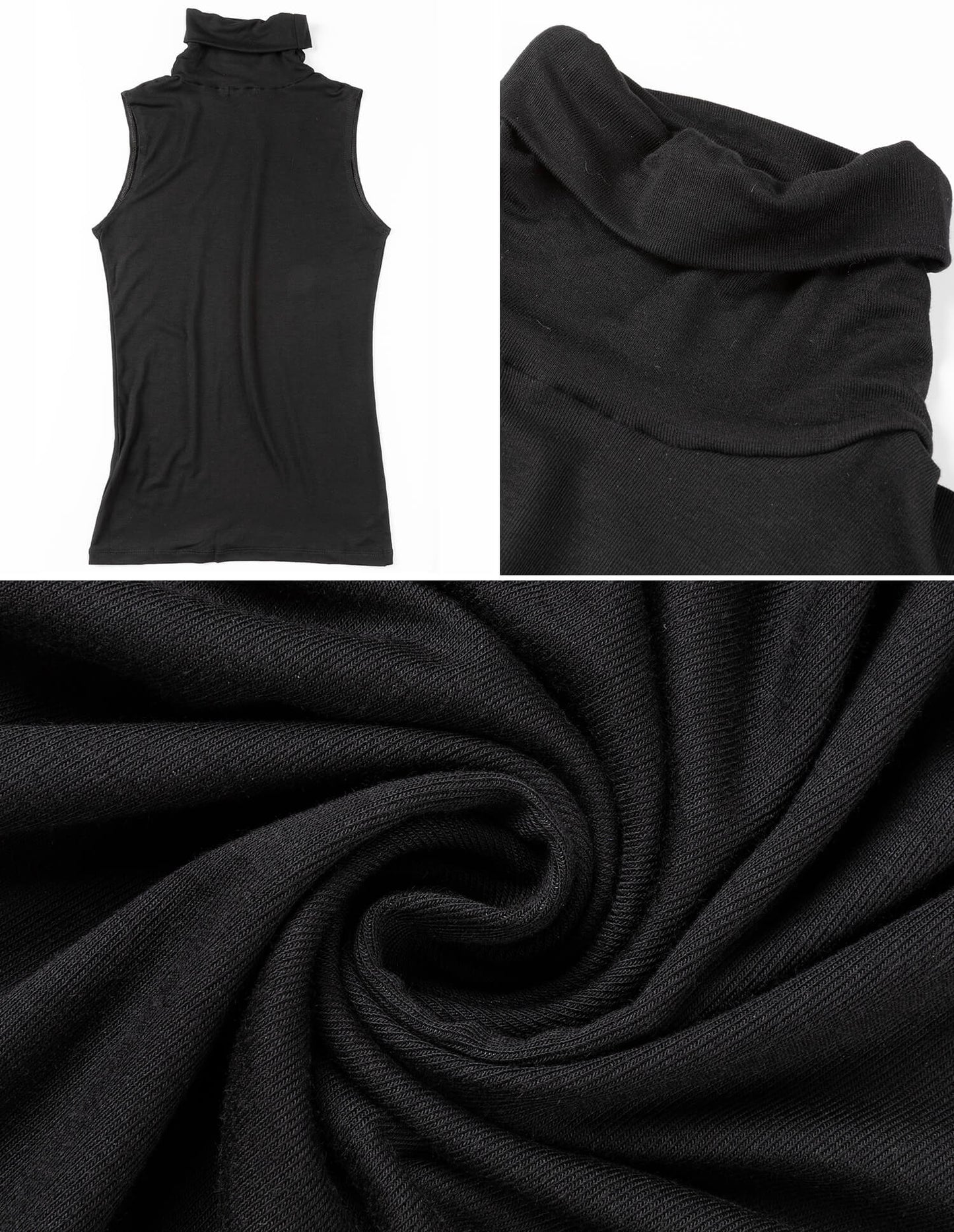 MANIFIQUE 2 Packs Women Sleeveless Mock Turtleneck Tank Tops Slim Fit Stretchy Layer Tee Shirts