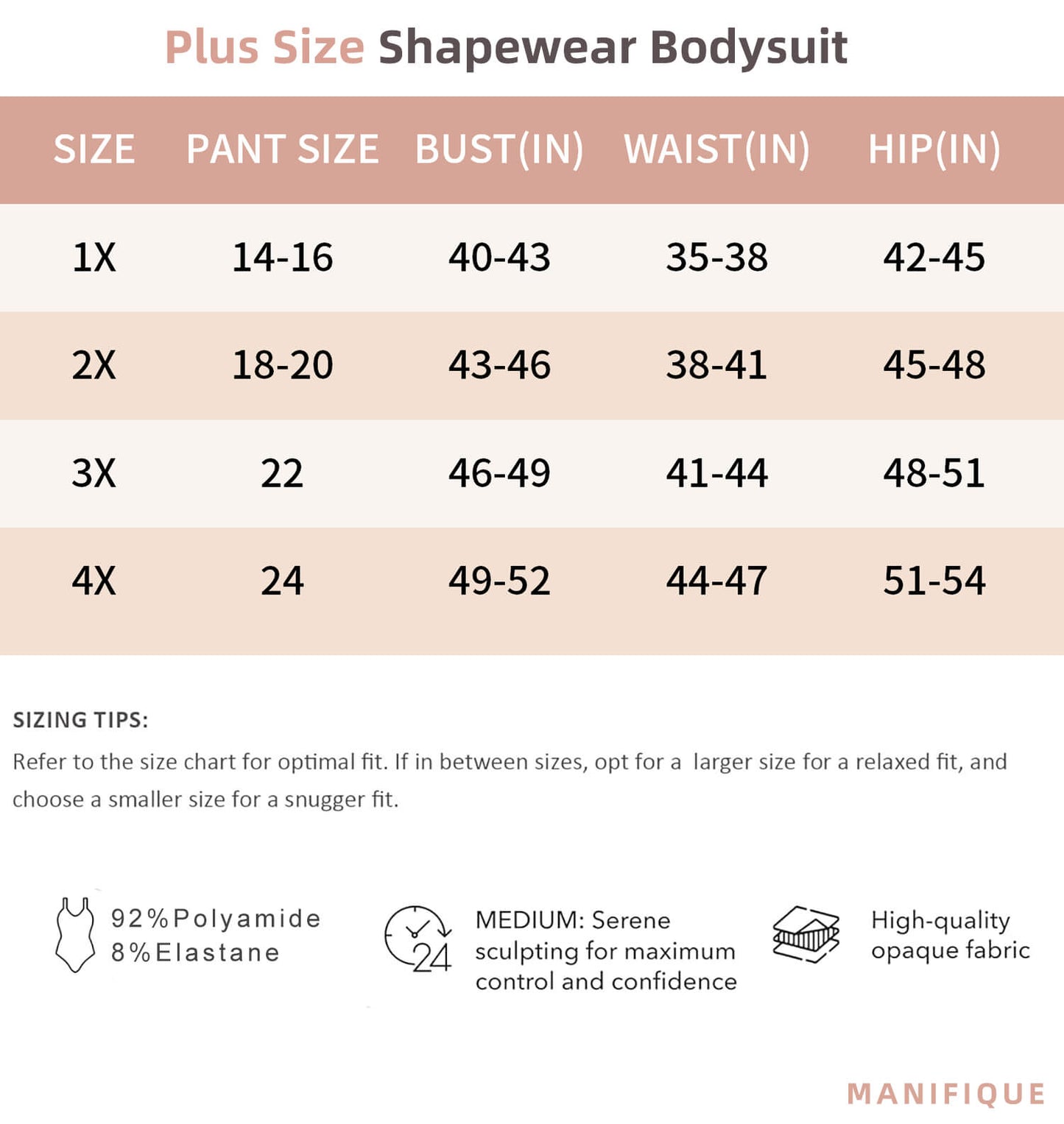 MANIFIQUE Plus Size Open-Bust Shapewear Tummy Control Mid-Thigh Bodysuit, High-Waist Thigh Slimmer, Shapewear for Women