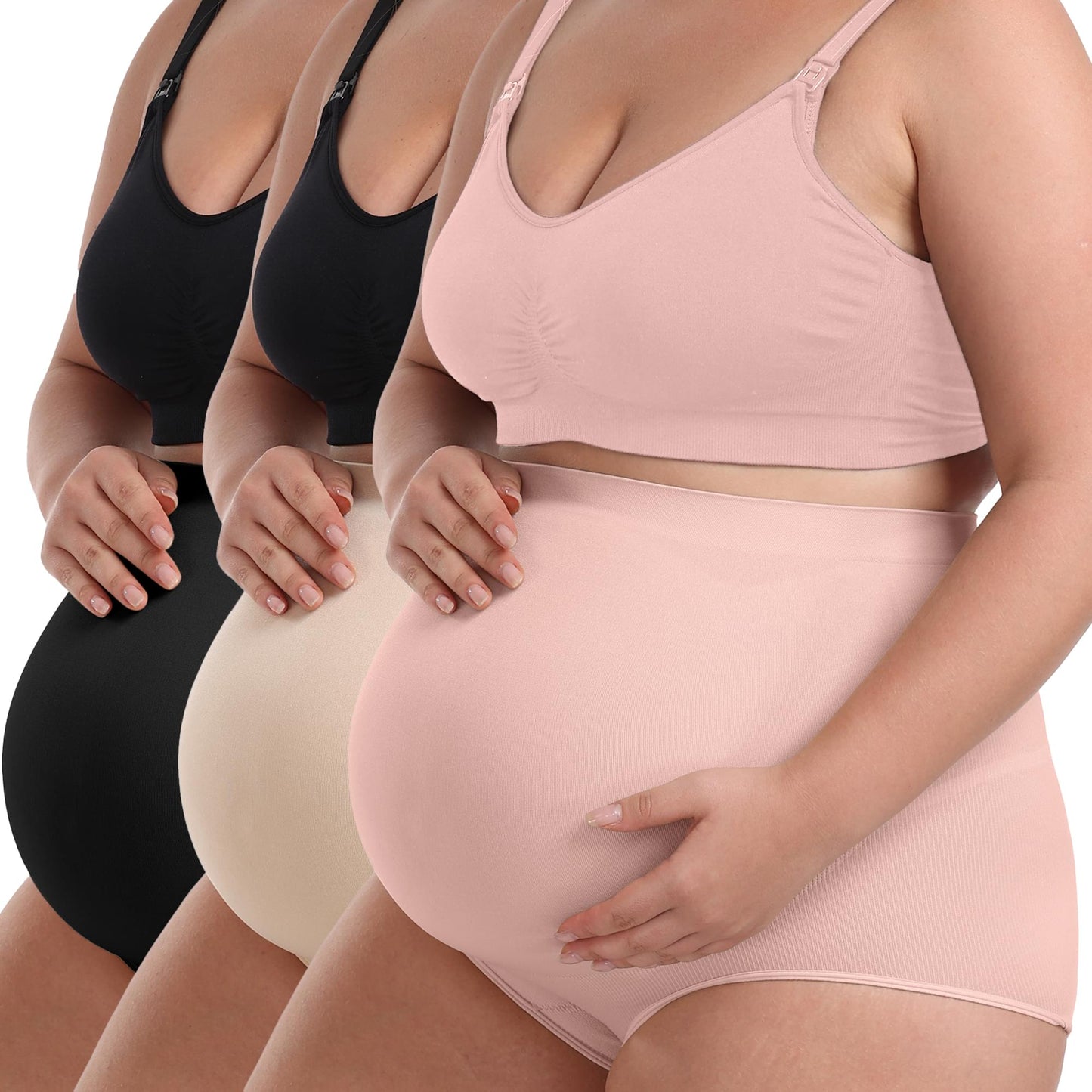COMFREE 3 Pack Women's Maternity High Waist Underwear Pregnancy Soft Belly Support Panties Over Bump