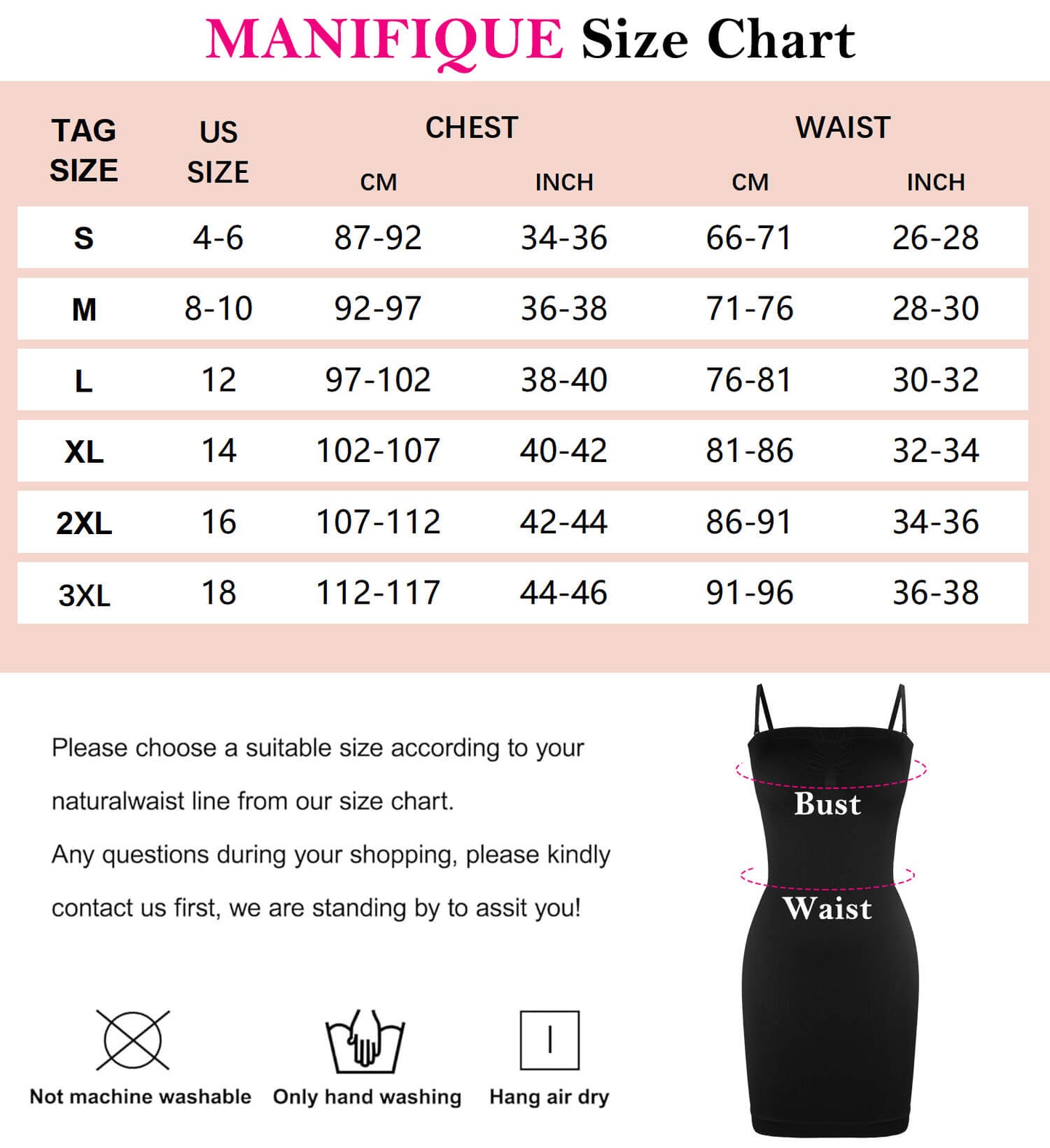 MANIFIQUE Strapless Shapewear Slip for Women Tummy Control Body Shaper Under Dress Seamless Lingerie with Removable Straps