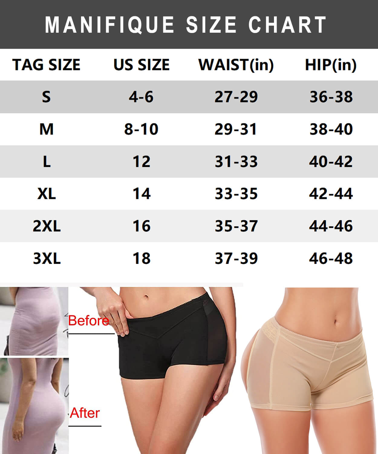 MANIFIQUE 2 Packs Women's Butt Lifter Shapewear Underwear Body Shaper Enhancer Panties