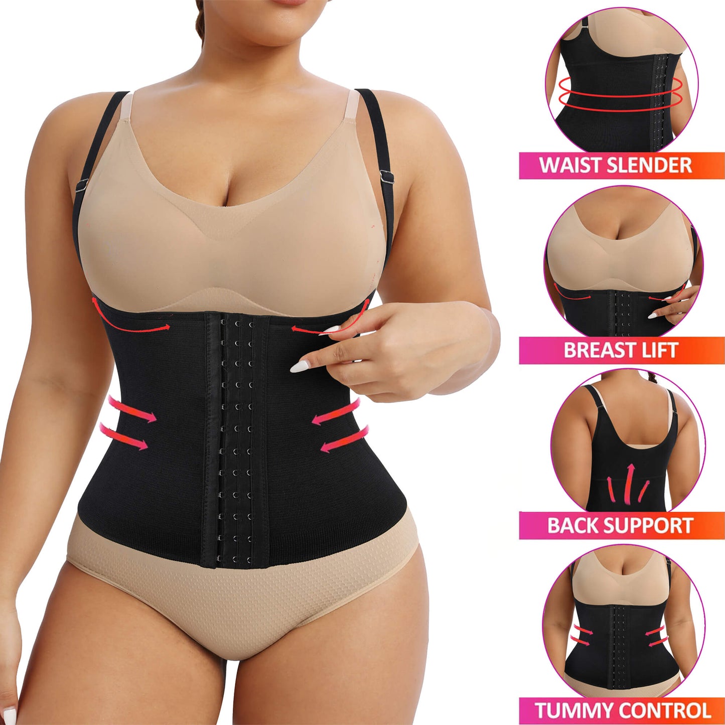 ANYFIT WEAR Plus Size Waist Trainer Vest for Women Shapewear Corset Body Shaper Tank Top with Adjustable Straps