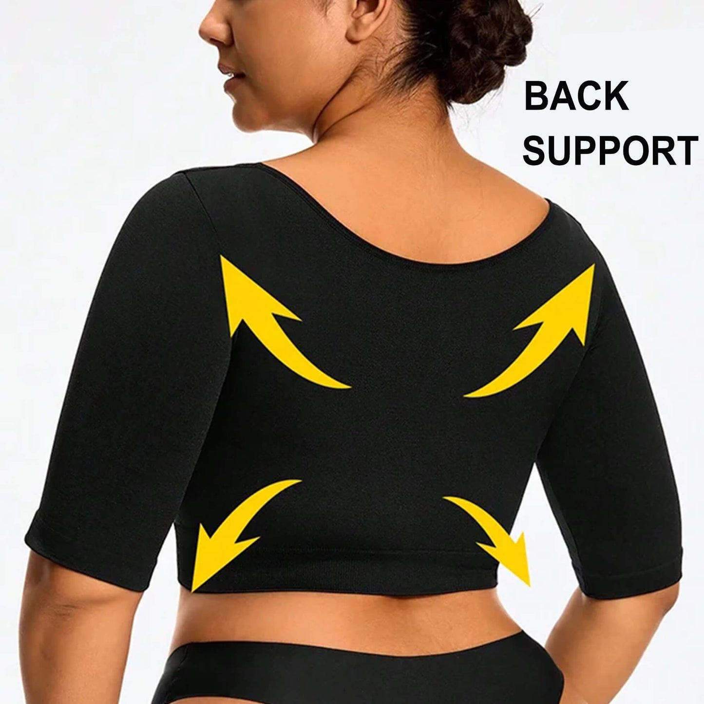ANYFIT WEAR Women Plus Size Shapewear Upper Arm Shaper Short Sleeve Body Slimmer Compression Top