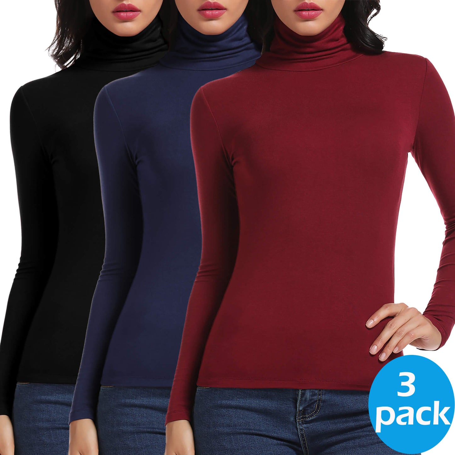MANIFIQUE Women's Turtleneck Long Sleeve Shirts Fall Fashion Basic Thermal Underwear Tops Winter Clothes 2025