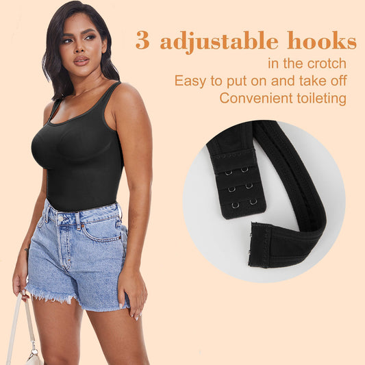ANYFIT WEAR Backless Square Neck Bodysuit Shapewear for Women Full Body Shaper Tummy Control Butt Lifting Seamless Slimming Tank Top
