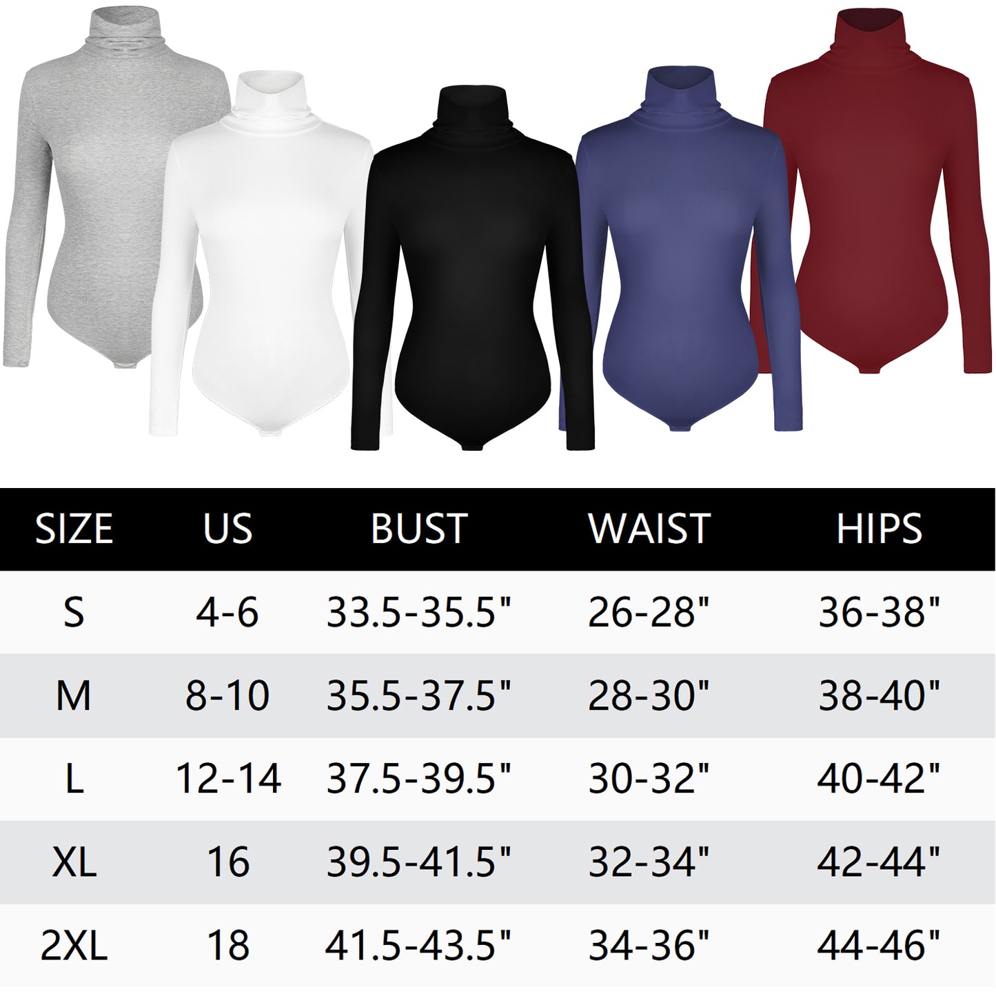 MANIFIQUE Women's Turtle Mock Neck Long Sleeve Slim Fit Tops Bodysuits Jumpsuit