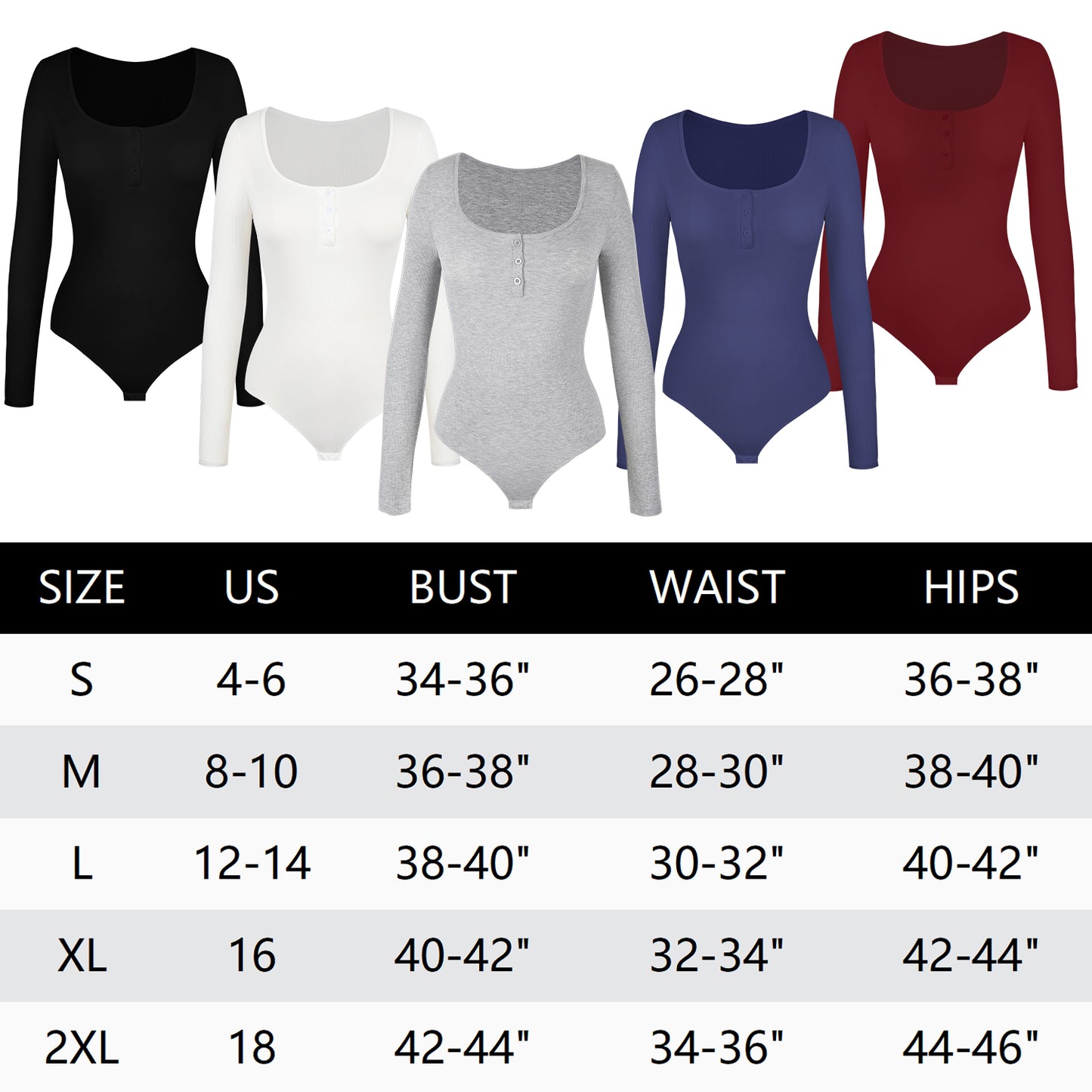MANIFIQUE Women's Henley Shirt Square Neck Button Down Ribbed Tank Top Long Sleeve Bodysuits