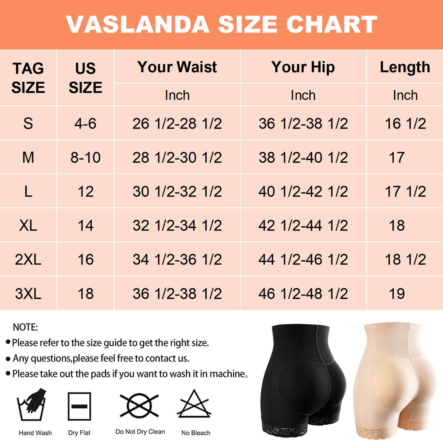Vaslanda Women Butt Lifter Padded Panties Lace Hip Enhancer Underwear Seamless Booty Shorts