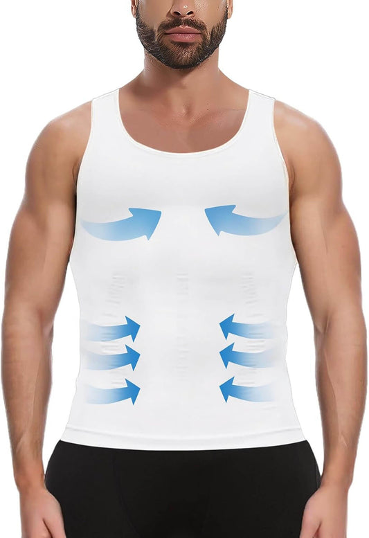 ANYFIT WEAR Mens Slimming Shirt Body Shaper Vest Workout Tummy Control Tank Tops Abs Abdomen Undershirts
