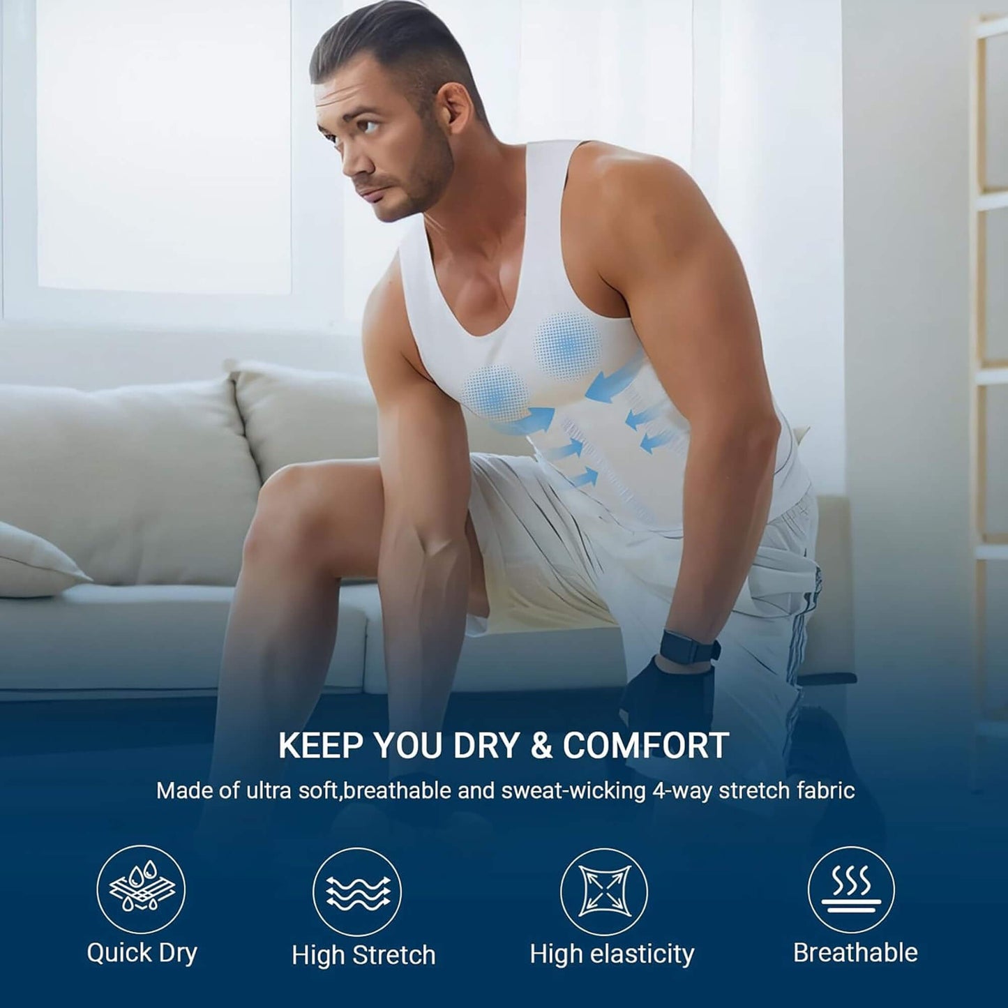 ANYFIT WEAR Mens Slimming Shirt Body Shaper Vest Workout Tummy Control Tank Tops Abs Abdomen Undershirts