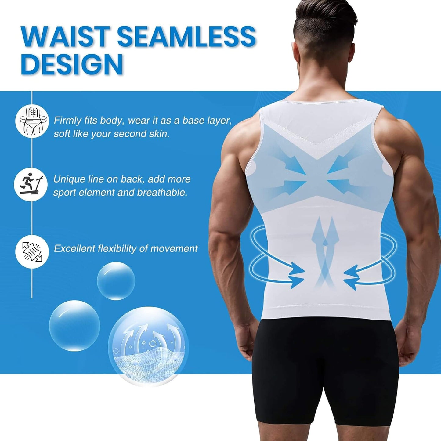 ANYFIT WEAR Mens Slimming Shirt Body Shaper Vest Workout Tummy Control Tank Tops Abs Abdomen Undershirts