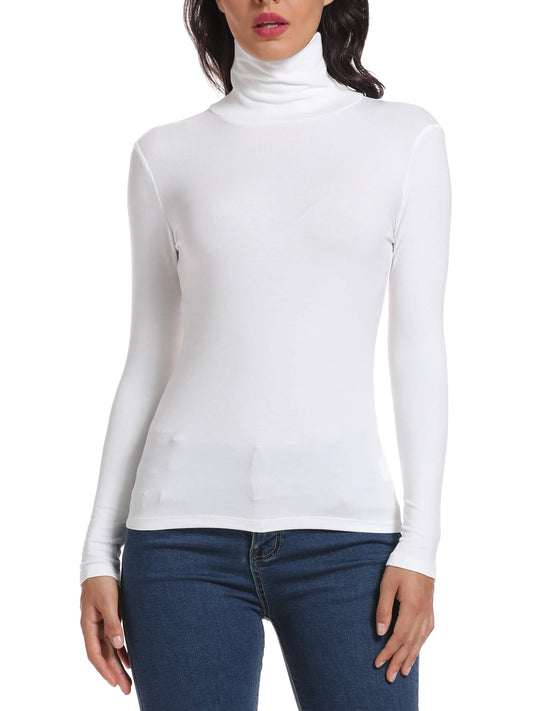 ANYFIT WEAR Long Sleeve Mock Turtleneck Stretch Slim Fitted Layer Basic Tee Tops