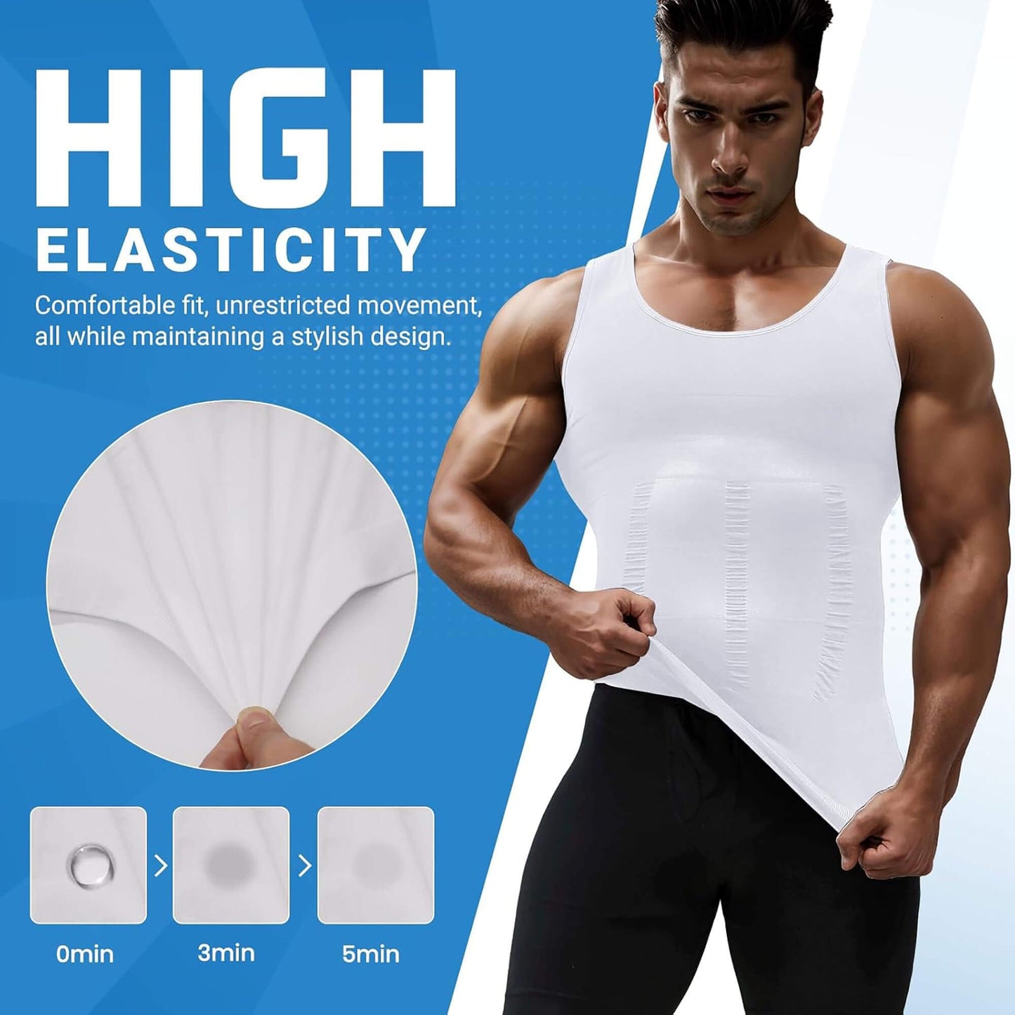 ANYFIT WEAR Mens Slimming Shirt Body Shaper Vest Workout Tummy Control Tank Tops Abs Abdomen Undershirts