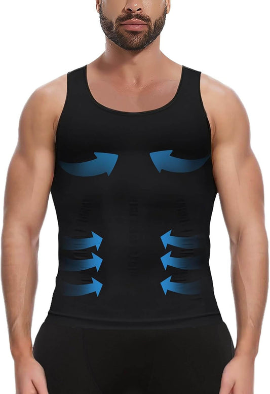 ANYFIT WEAR Mens Slimming Shirt Body Shaper Vest Workout Tummy Control Tank Tops Abs Abdomen Undershirts