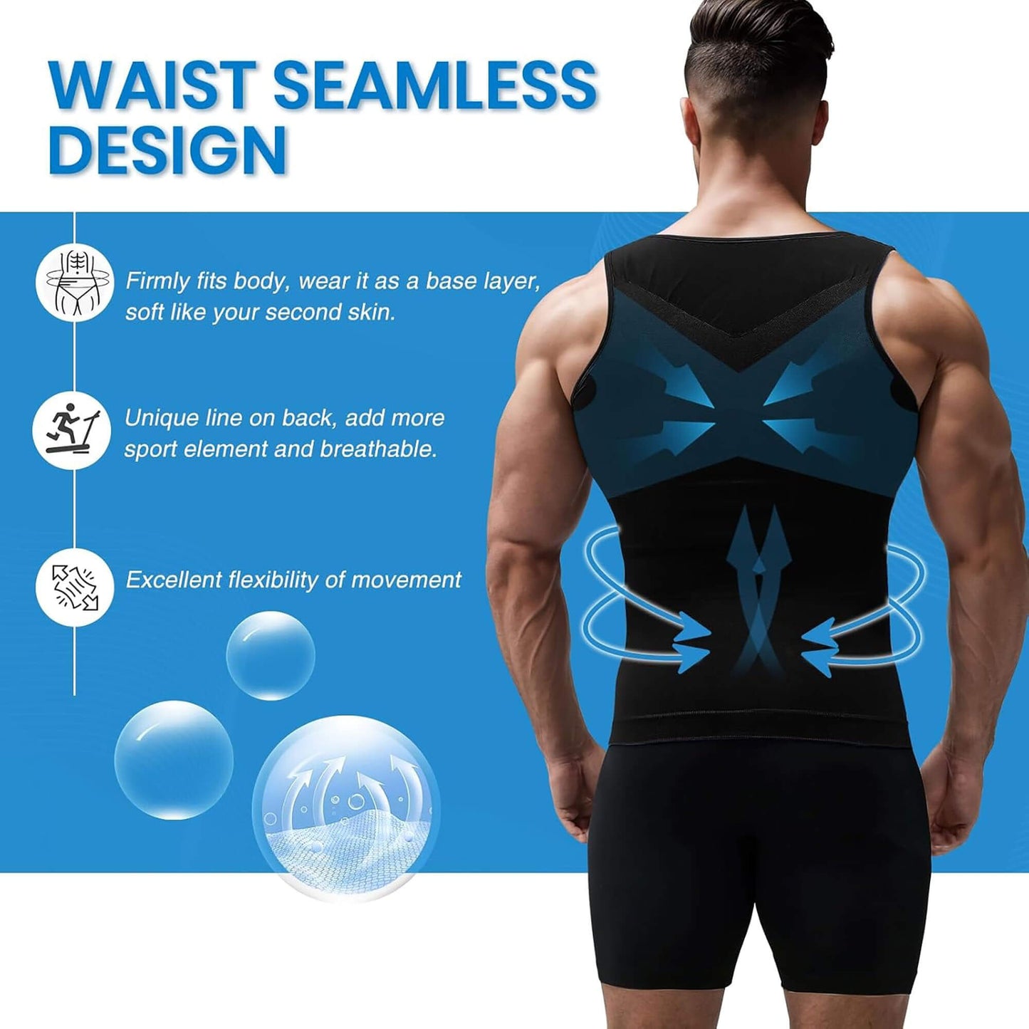 ANYFIT WEAR Mens Slimming Shirt Body Shaper Vest Workout Tummy Control Tank Tops Abs Abdomen Undershirts
