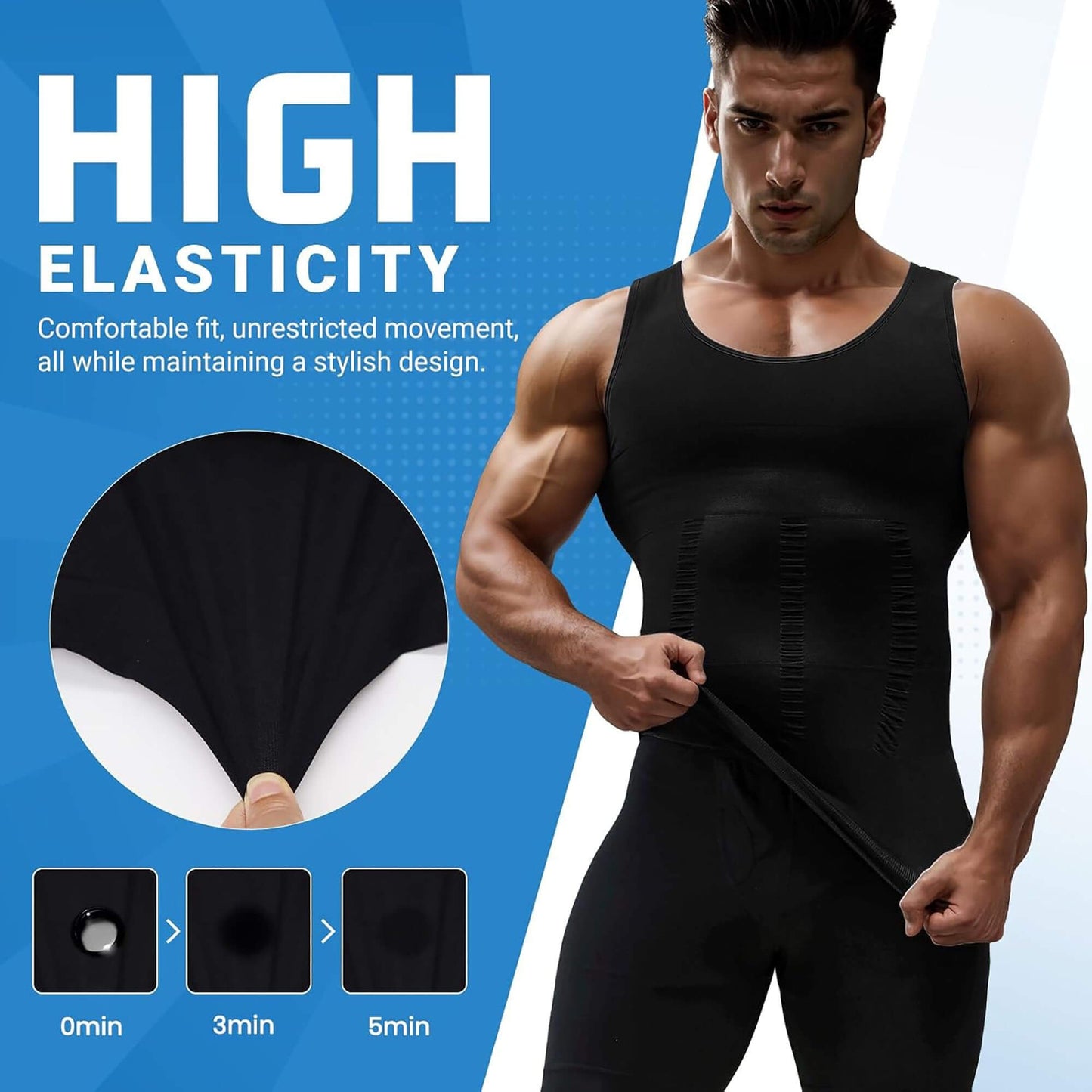 ANYFIT WEAR Mens Slimming Shirt Body Shaper Vest Workout Tummy Control Tank Tops Abs Abdomen Undershirts