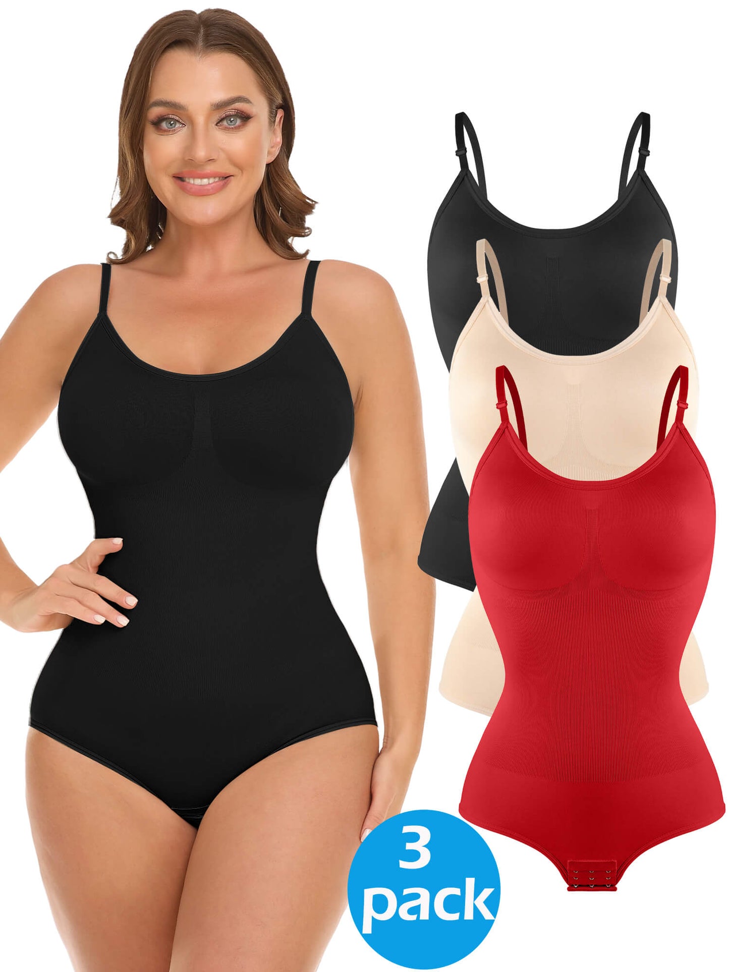 MANIFIQUE 3 Piece Shapewear Bodysuits Women Clothing Tummy Control Seamless Full Body Shaper V Neck Jumpsuits Top