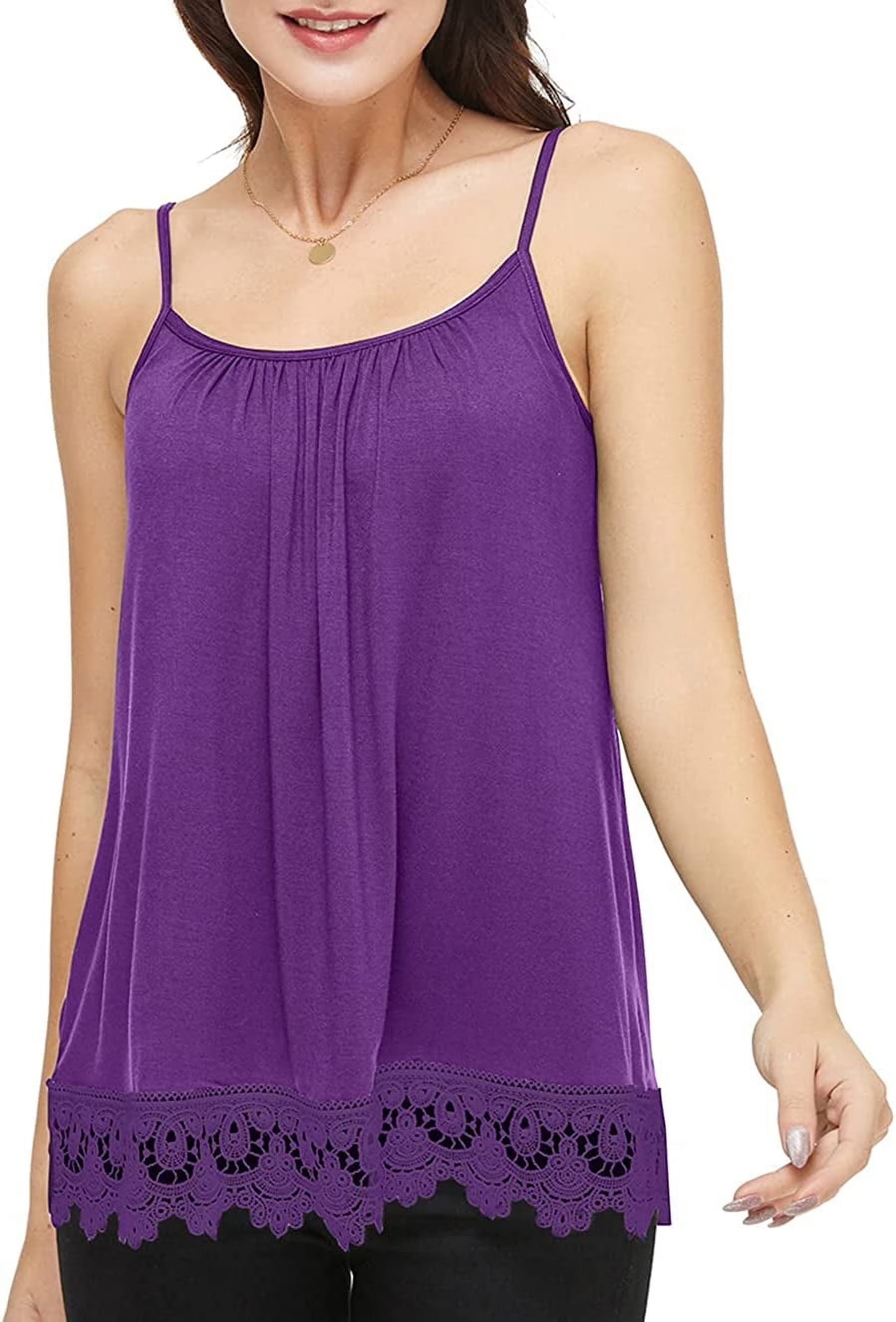 COMFREE Women's Camisole with Built in Bra Plus Size Tank Top Cami Flowy Casual Tops with Adjustable Strap (S-4XL)