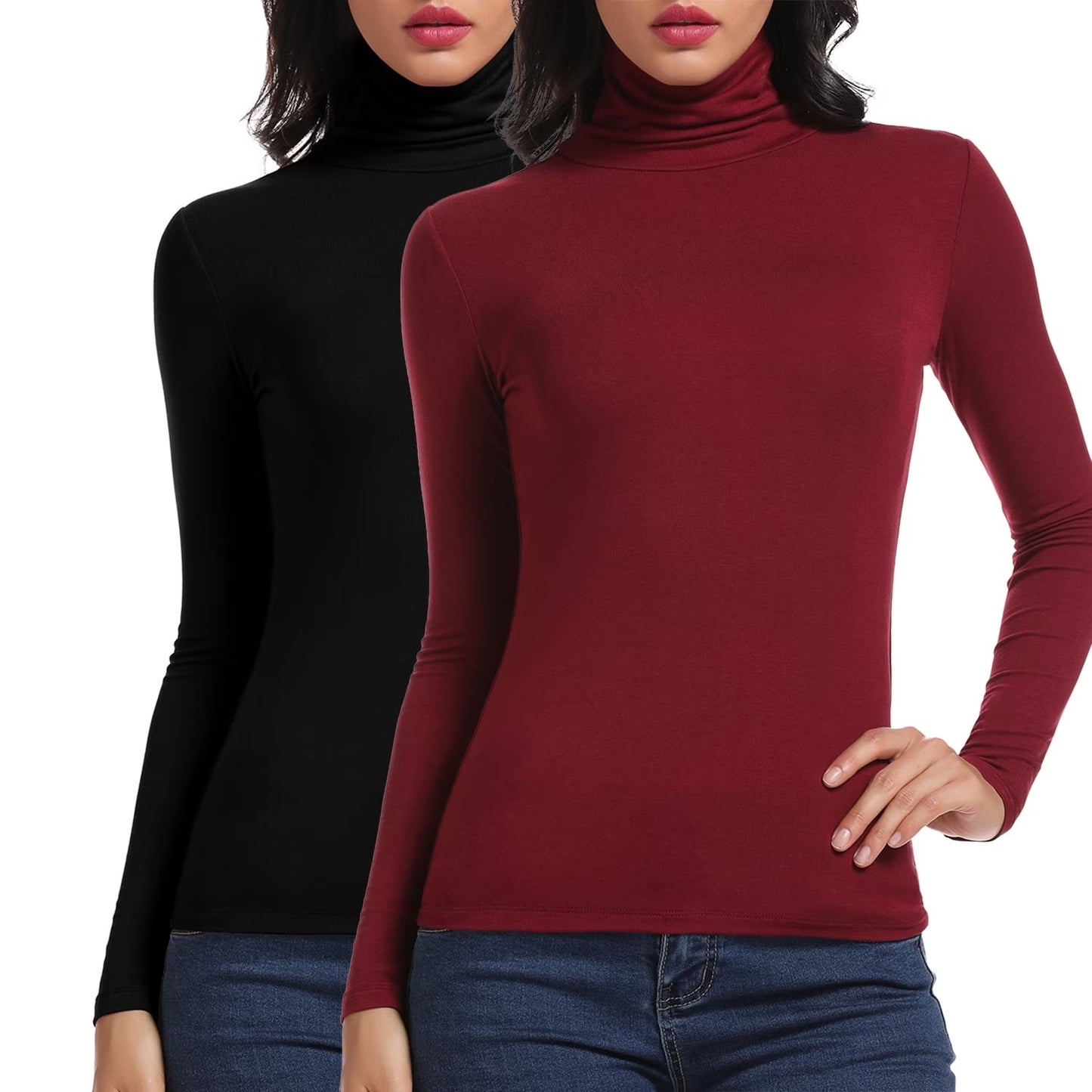 FITVALEN Turtleneck for Women Long Sleeve Women's Shirt Lightweight Basic Stretch Layer Top