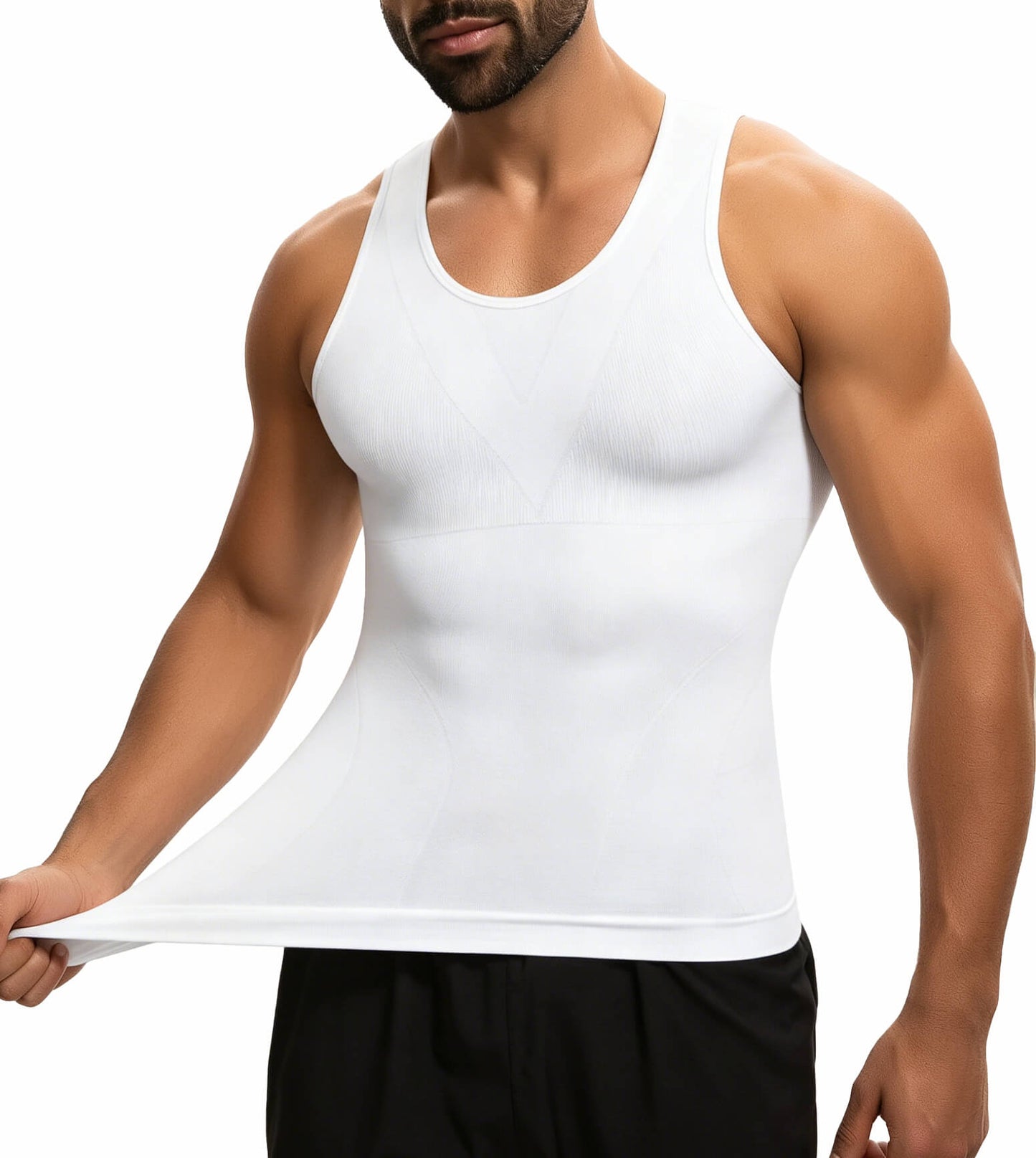MANIFIQUE Gynecomastia Compression Shirts for Men - Sleeveless Slimming Undershirts Body Shaper Workout Tank Top