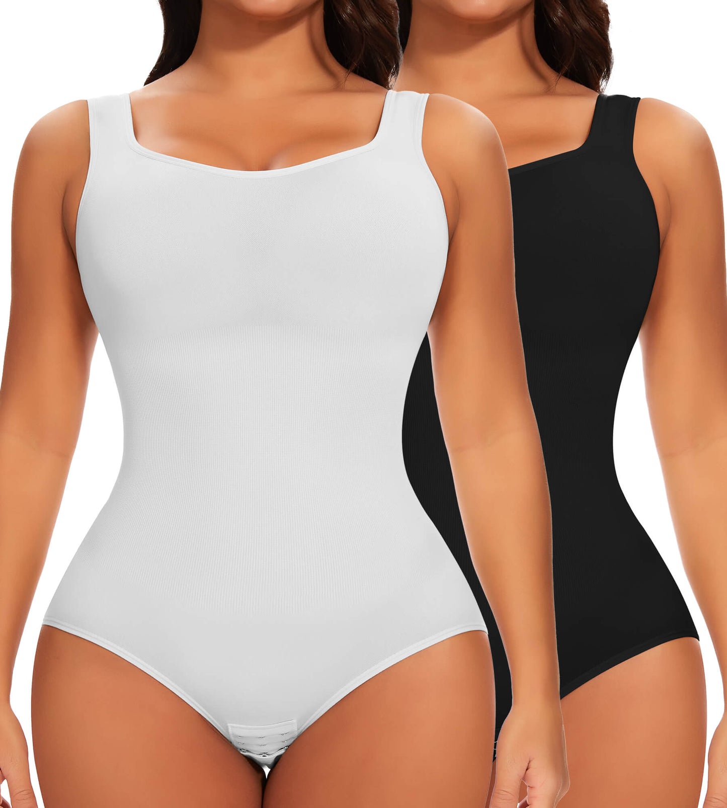 MANIFIQUE 2 Piece Shapewear Bodysuit for Women Tummy Control Slim Fit Sleeveless Round Neck Body Suit