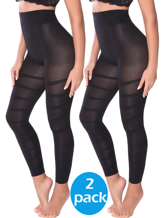 MANIFIQUE 2 Pieces Compression Leggings for Women Tummy Control Butt Lifting Shapewear High Waist Thigh Slimmer Pants Body Shaper
