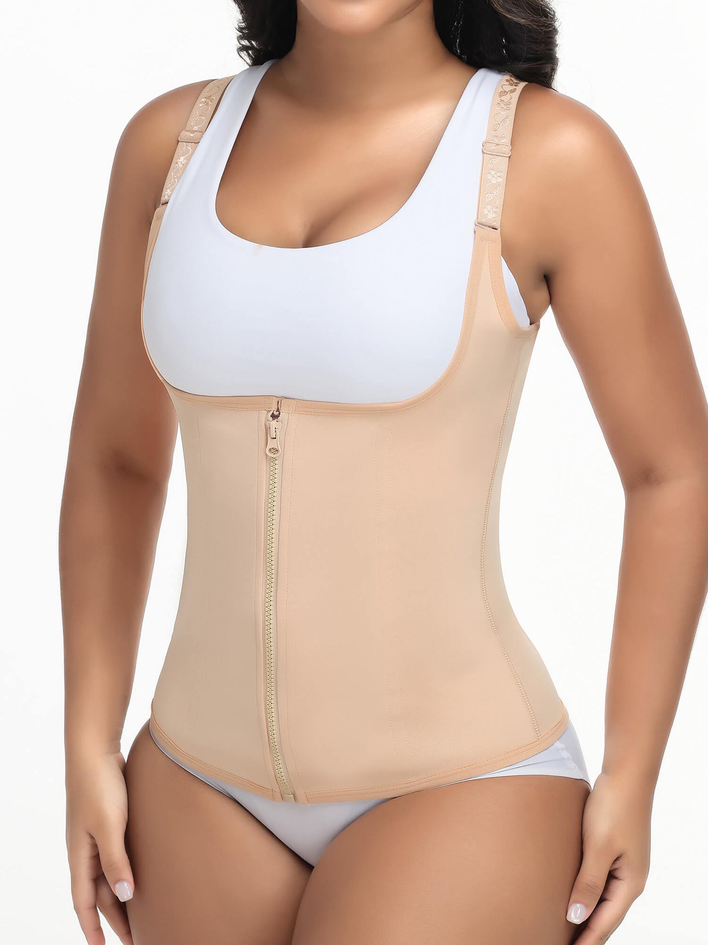 MANIFIQUE Waist Trainer for Women Corset Tops Tummy Control Shapewear Sport Girdle Workout Beige Vest