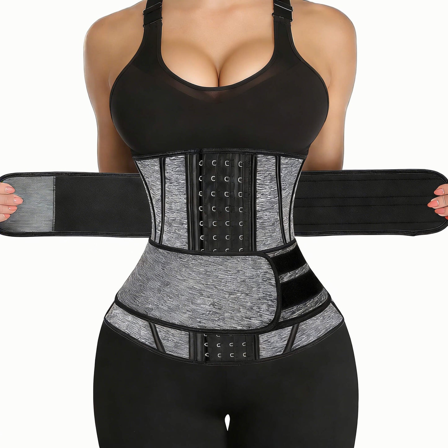 MANIFIQUE Waist Trainer for Women Shapewear Tummy Control Neoprene Workout 2 Belt With Hook 13 Steel Bones for Postpartum Gym