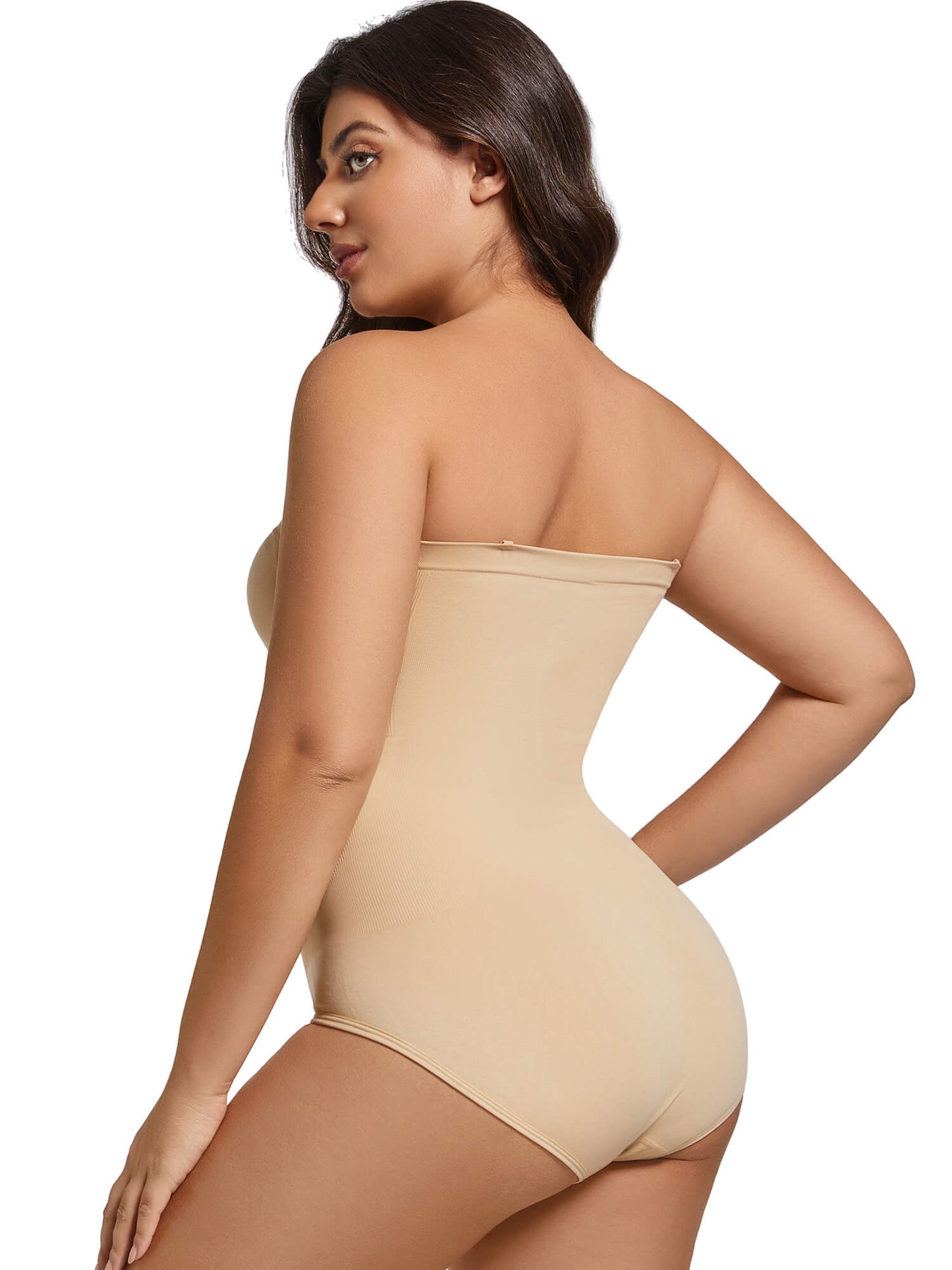 MANIFIQUE Plus Size Strapless Bodysuit for Women Tummy Control Shapewear Seamless Faja Body Shaper with Removable Straps