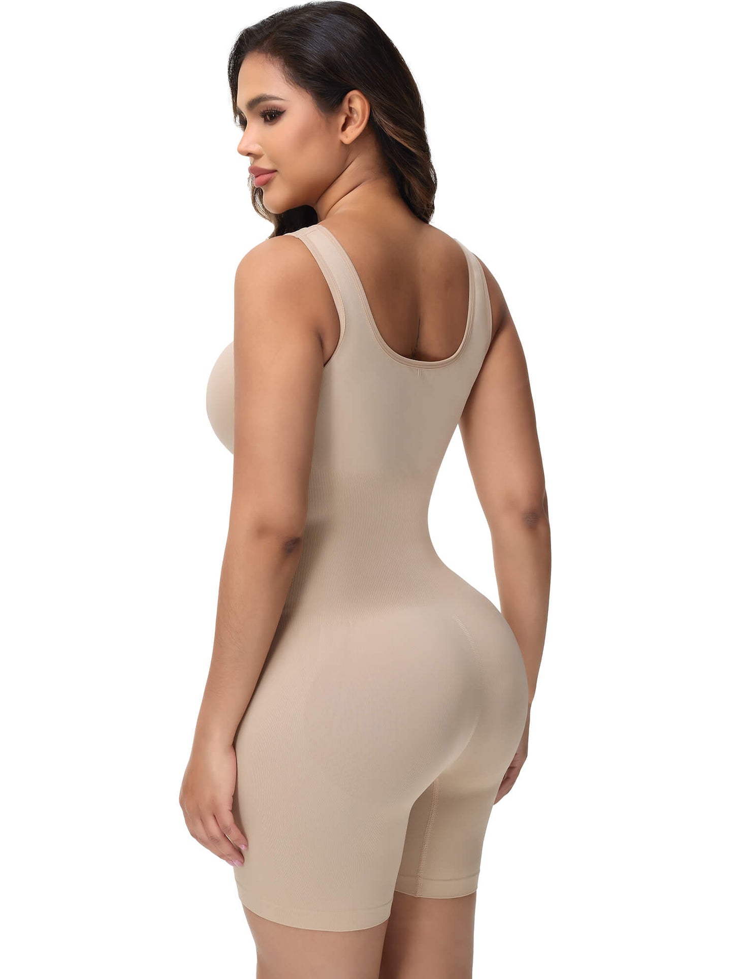 MANIFIQUE Women's Shaping Mid-Thigh Bodysuit Tummy Control Shapewear Body Shaper