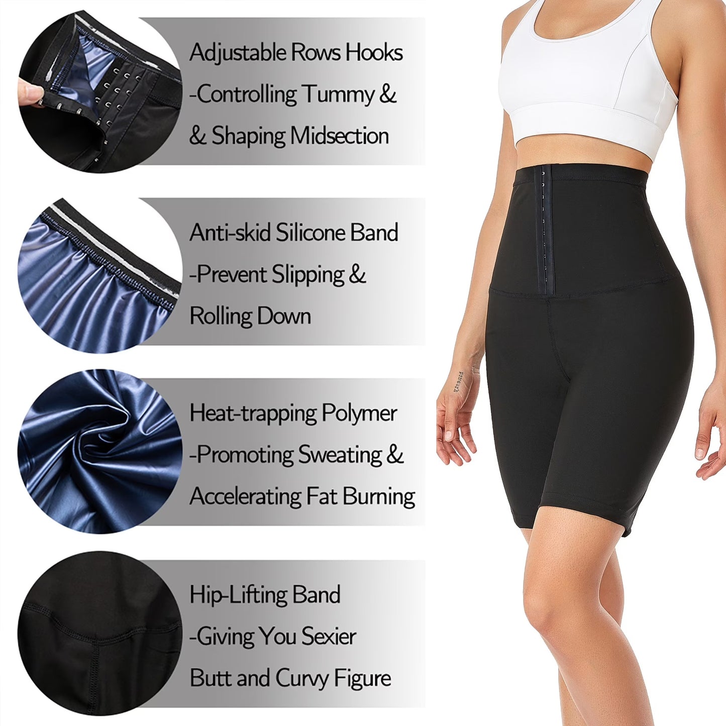 COMFREE Sauna Sweat Suit for Women High Waist Compression Leggings Waist Trainer Body Shaper Sauna Suit