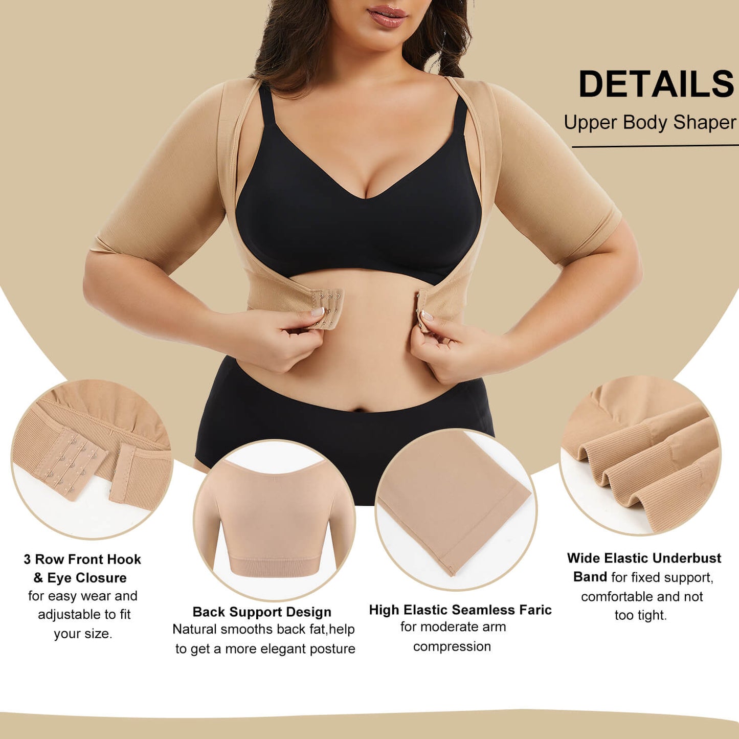 MANIFIQUE Women's Plus Size Shapewear Tops Post Surgery Compression Sleeve for Arm Shaper