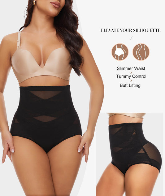 2 Packs Tummy Control Shapewear Panties for Women High Waisted Body Shaper Underwear Seamless Shapewear Panty