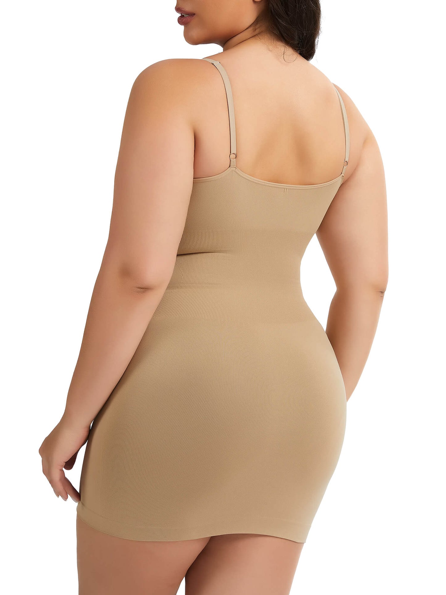 MANIFIQUE Plus Size Shapewear Slip Dress for Women Under Dress Seamless Tummy Control Smoothing V-Neck Cami Dress